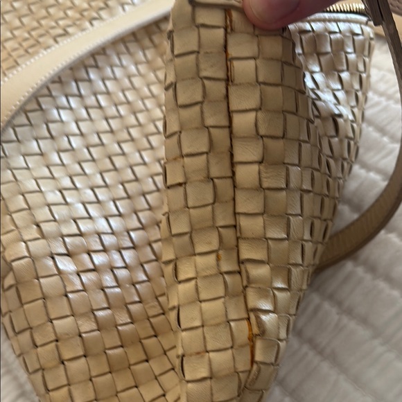 Clare V Moyen Messenger Bag in cream woven checker. - Picture 12 of 16